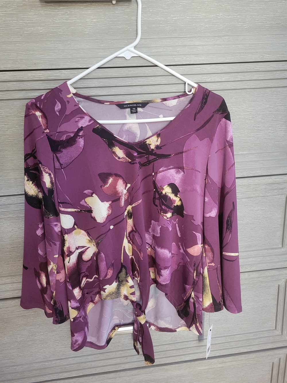 Zac & Rachel Purple Floral Tie-Front Blouse